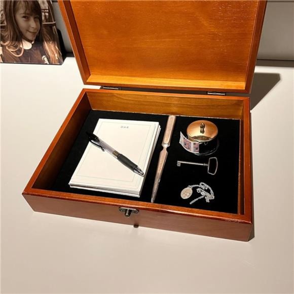 Old World Wooden Treasure Box with Brass Latch (Light Cherry Finish) - Picture 7 of 7